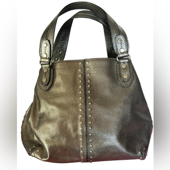 Michael Kors silver metallic studded Astor satchel bag EUC - Picture 10 of 10